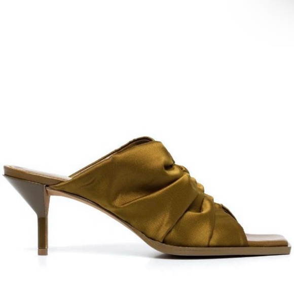 NEW 3.1 PHILLIP LIM OLIVE GREEN SATIN MULES - Picture 3 of 14